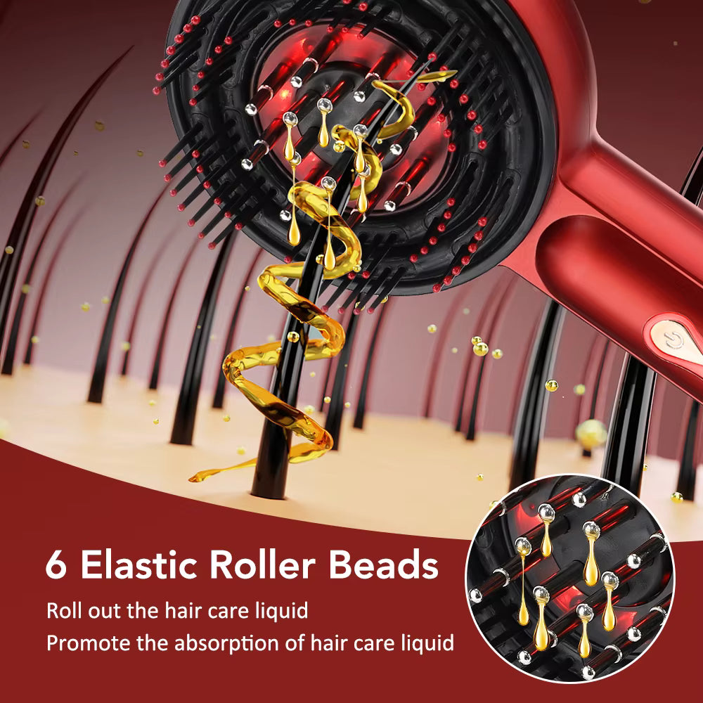 Electric Head Vibration Comb Massager With Red Light