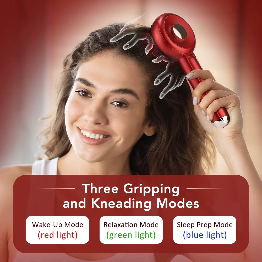Electric Head Vibration Comb Massager With Red Light