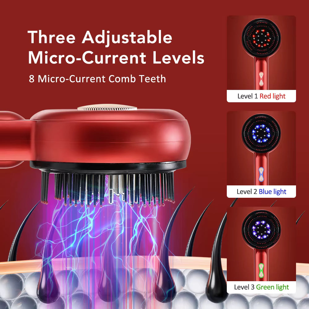 Electric Head Vibration Comb Massager With Red Light