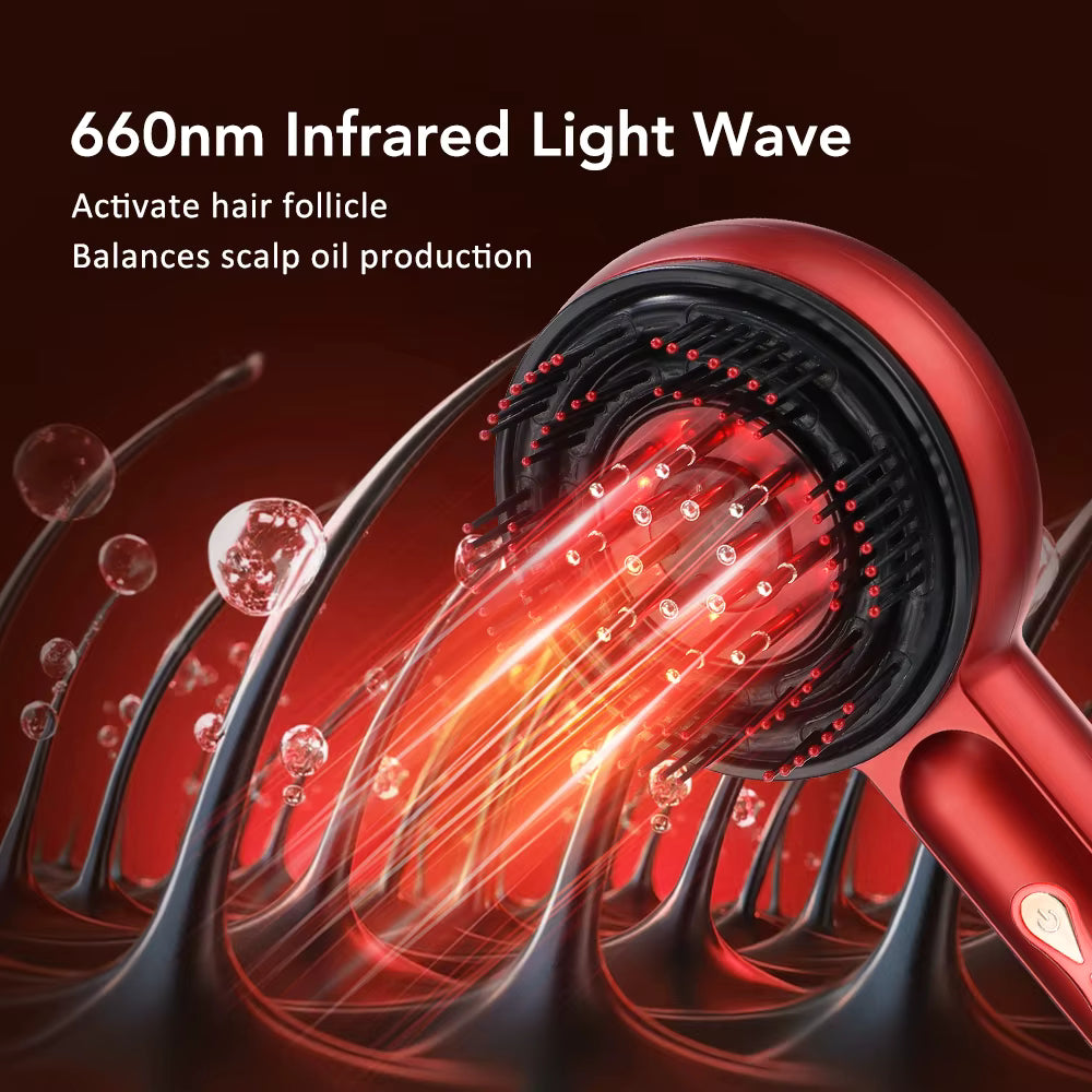 Electric Head Vibration Comb Massager With Red Light